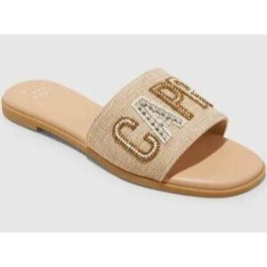 A New Day Nehemia Beaded Canvas Slide Sandals—CAPRI, size 11 NEW